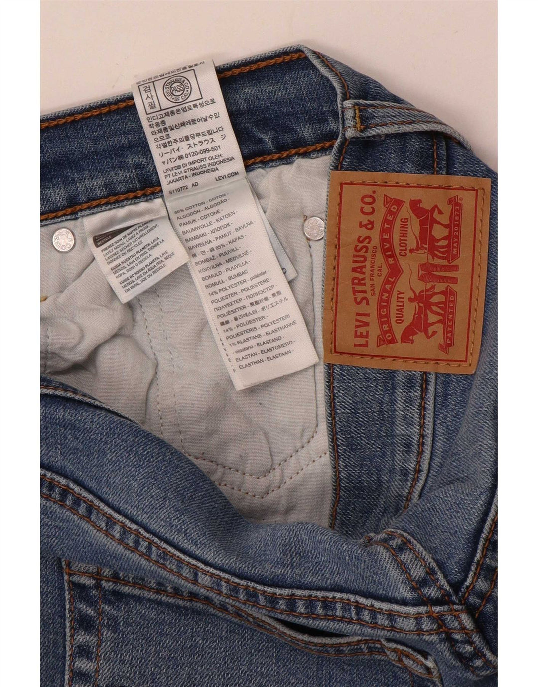 Levi's muške ravne traperice W28 L29 plavi pamuk