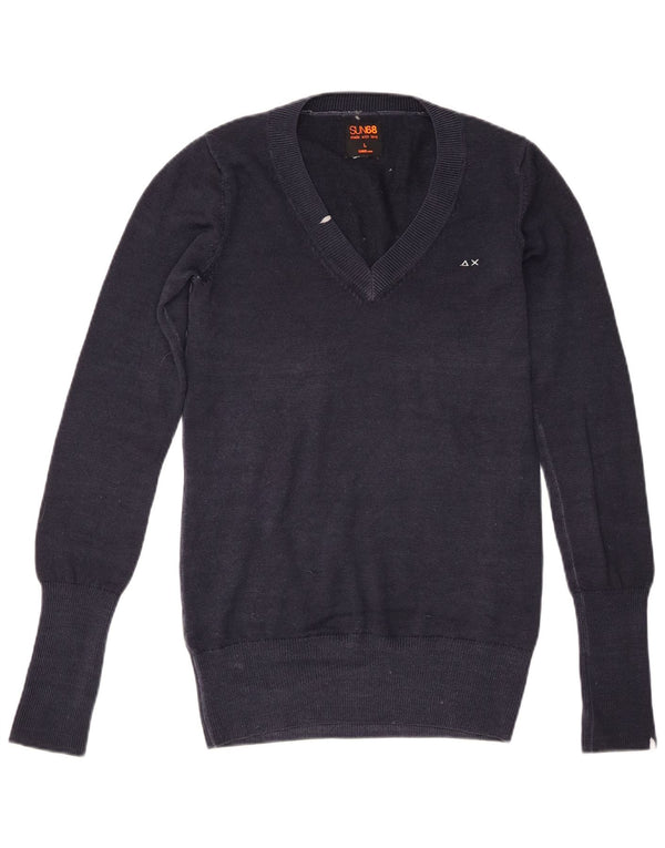 Sun68 Ženski džemper s V-izrezom UK 16 Velika tamnoplava vuna