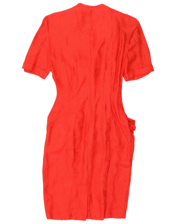 Vintage Womens Sheath Dress IT 42 Medium Red Floral Cotton