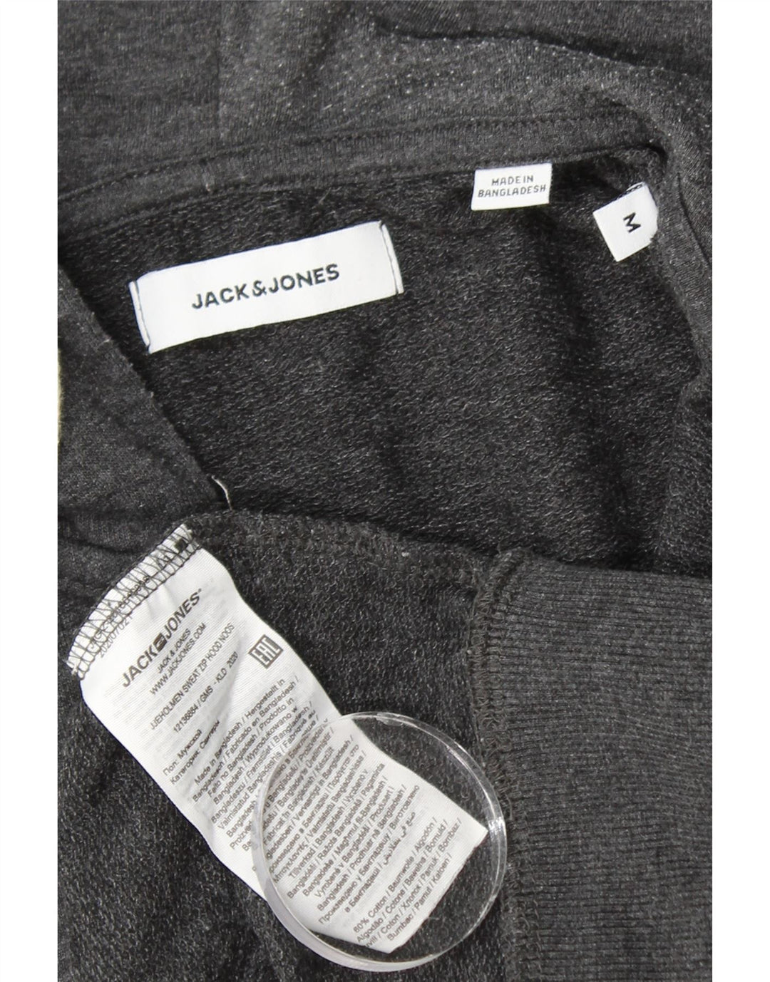 JACK & JONES muški pulover s kapuljačom s patentnim zatvaračem, srednje sivi pamuk