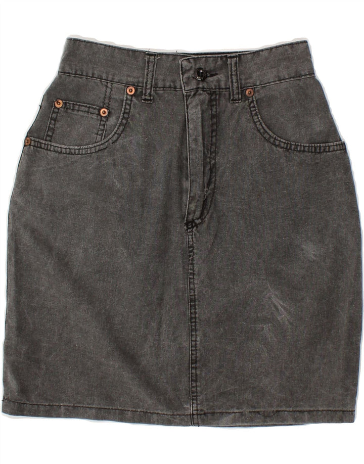 UNIFORM Womens Denim Skirt W24 XS Grey Vintage Uniform and Second-Hand Uniform from Messina Hembry 