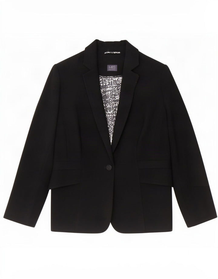 Marks & Spencer ženski sako sa 1 gumbom UK 20 2XL crni poliester