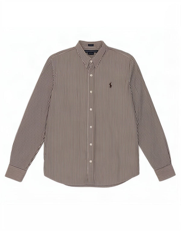 Ženska uska košulja Ralph Lauren US 14 XL, pamuk u smeđe pruge