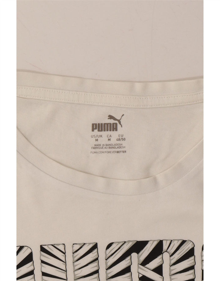 PUMA Mens Graphic T-Shirt Top Medium White Vintage Puma and Second-Hand Puma from Messina Hembry 