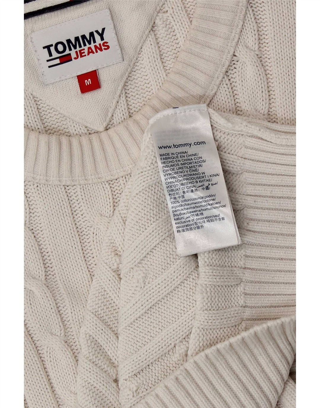 Tommy Hilfiger muški džemper s okruglim izrezom Srednje bijeli pamuk