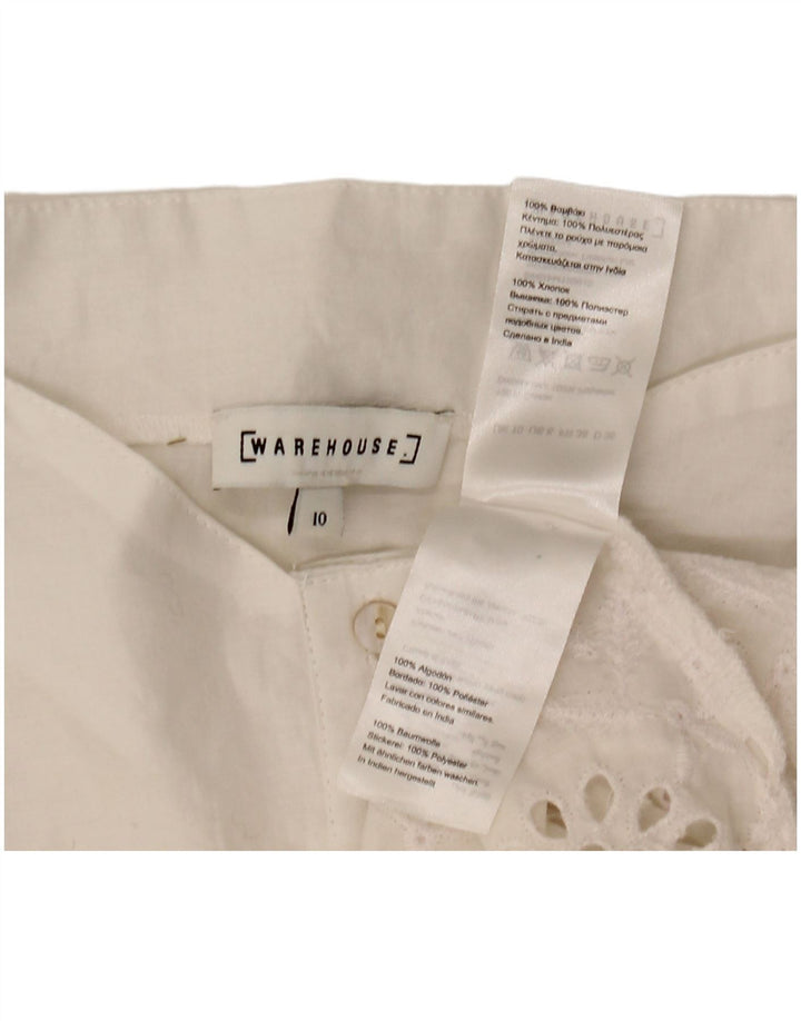 WAREHOUSE Ženska košulja kratkih rukava UK 10 Mali bijeli poliester