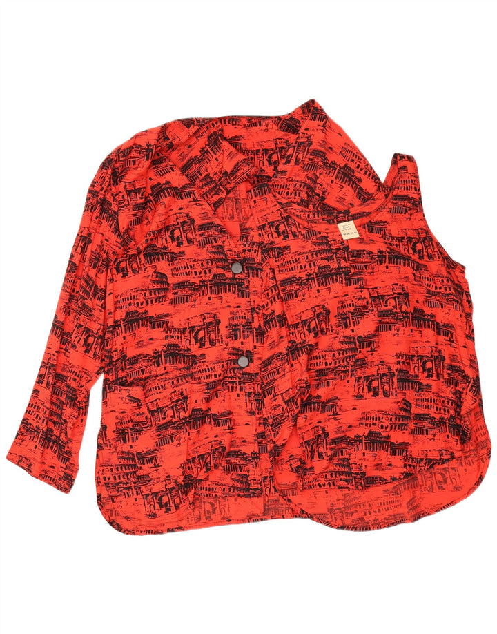 Vintage ženski grafički preveliki 2-dijelni set IT 46, velika crvena viskoza