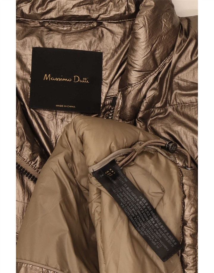 Ženska podstavljena jakna Massimo Dutti UK 14 srednji zlatni poliester