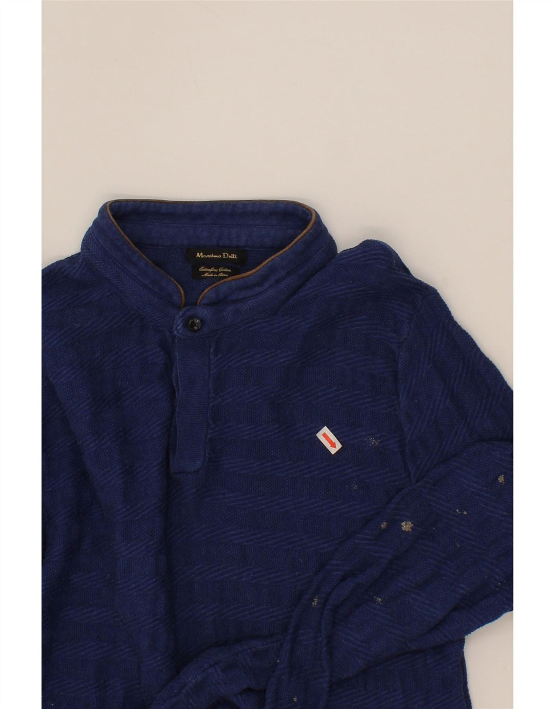 MASSIMO DUTTI Mens Button Neck Jumper Sweater Medium Navy Blue Cotton Vintage Massimo Dutti and Second-Hand Massimo Dutti from Messina Hembry 