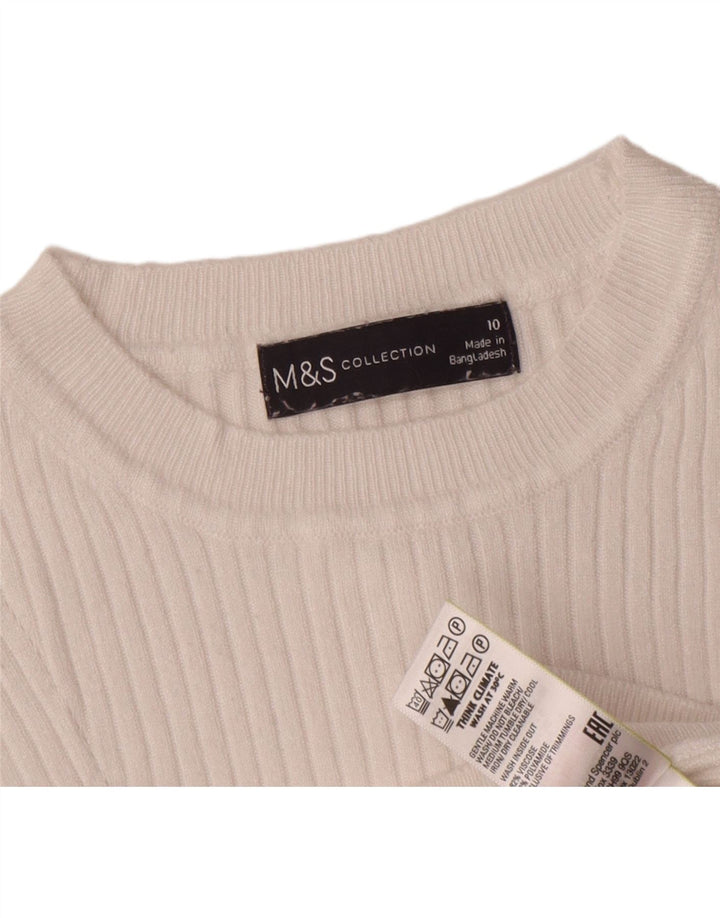 Marks & Spencer ženski kratki džemper s okruglim izrezom UK 10 Mali bijeli