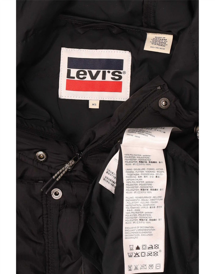Levi's ženska podstavljena jakna s kapuljačom UK 6 XS crni poliester