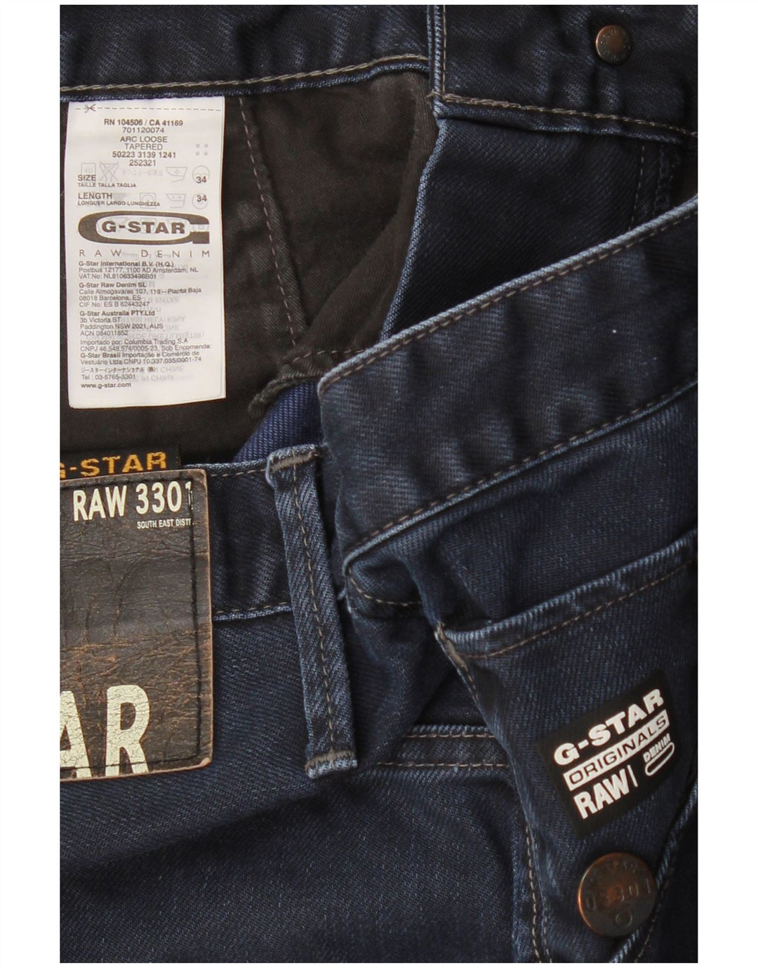 G-STAR muške široke sužene traperice W34 L34 tamnoplavi pamuk