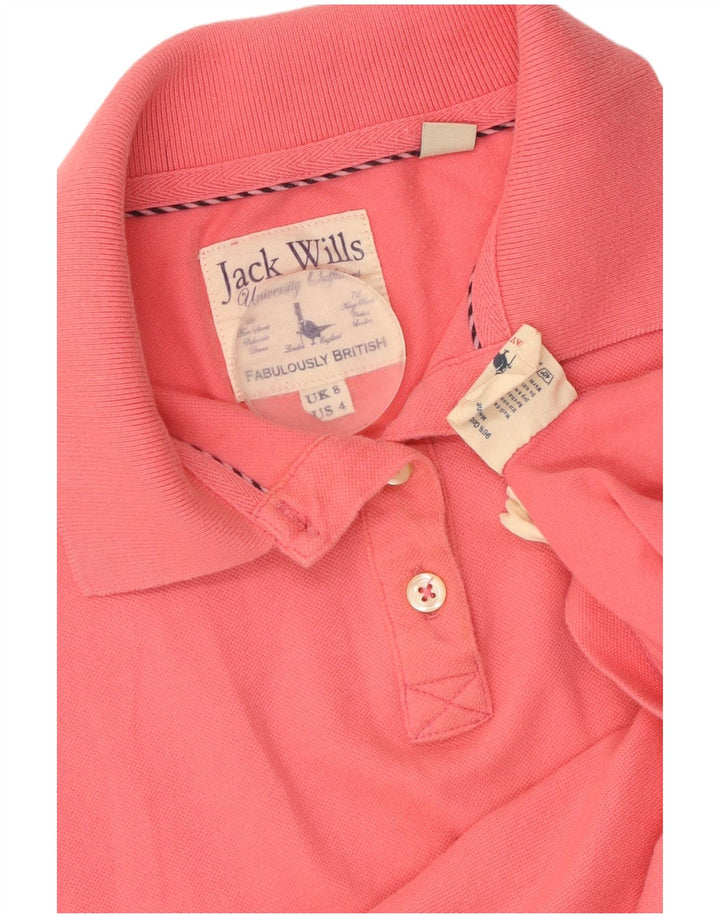 JACK WILLS Ženska polo majica UK 8 Mala ružičasta pamuk