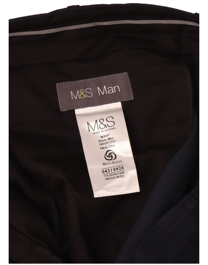 Marks & Spencer muške chino hlače s klinovima W38 L29 tamnoplava vuna