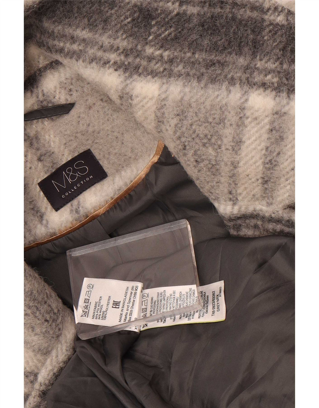 Marks & Spencer ženski kaput s dvostrukim kopčanjem UK 16 veliki sivi karirani