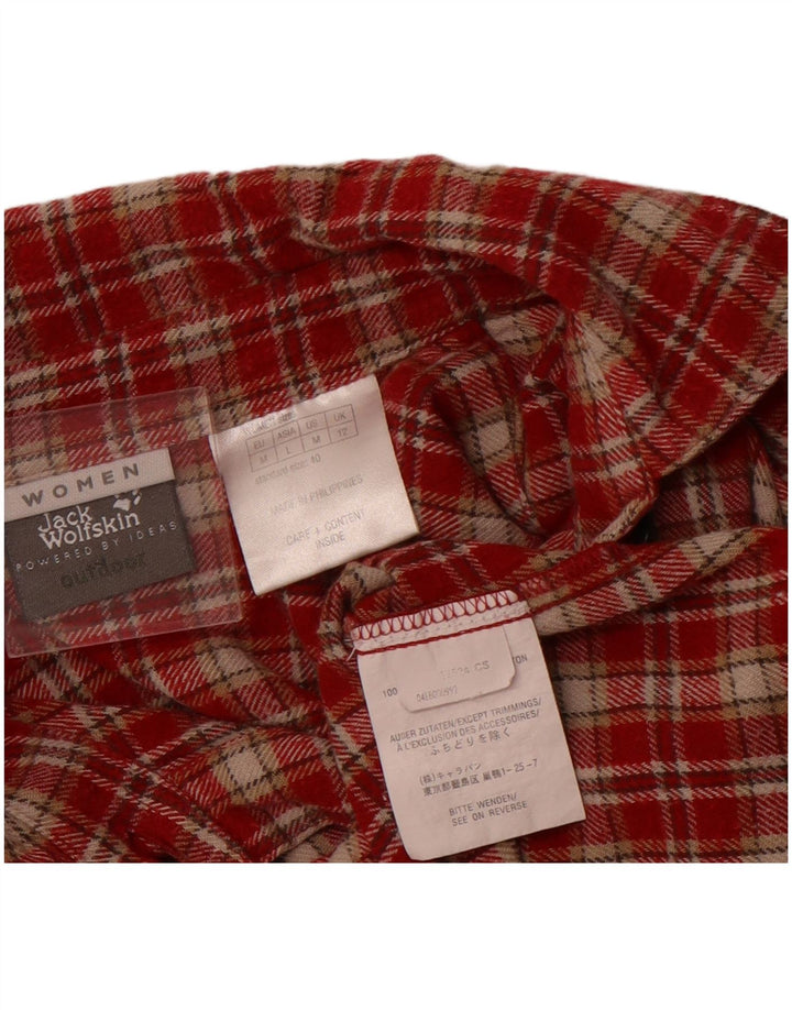 JACK WOLFSKIN Womens Flannel Shirt UK 12 Medium Red Check Cotton