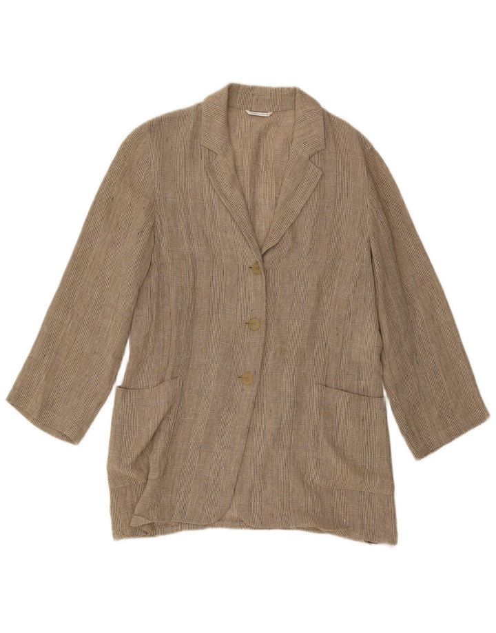 Max Mara ženska duga jakna jakna UK 12 srednje bež houndstooth