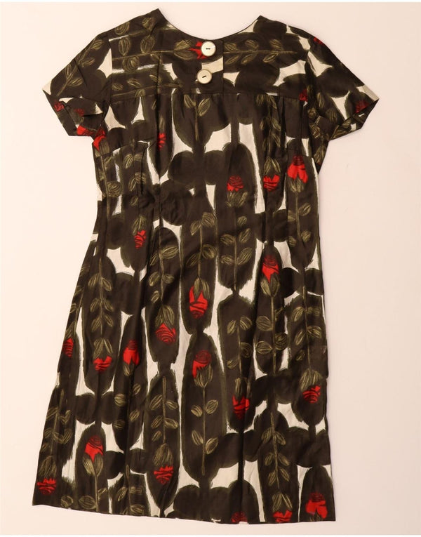 VINTAGE ženska plašt haljina UK 12 Srednje smeđa cvjetna