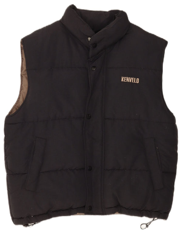 Kenvelo Mens Padded Gilet UK 38 Srednji crni najlon