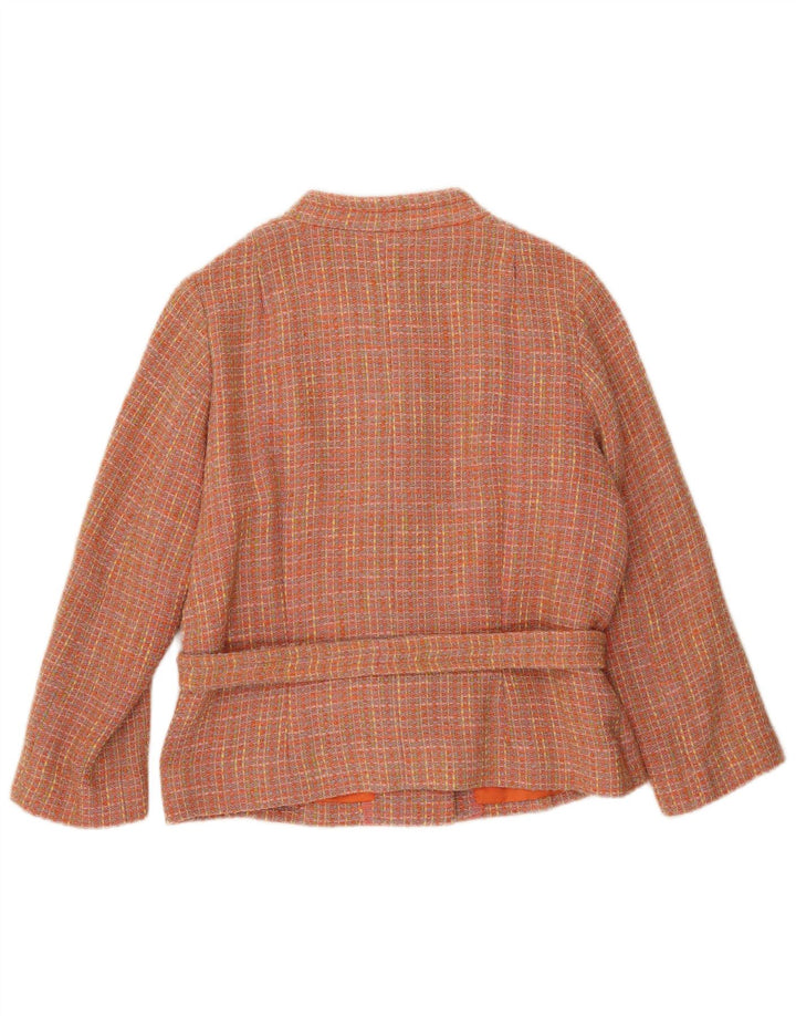 VINTAGE Womens 4 Button Blazer Jacket UK 14 Medium Pink Check