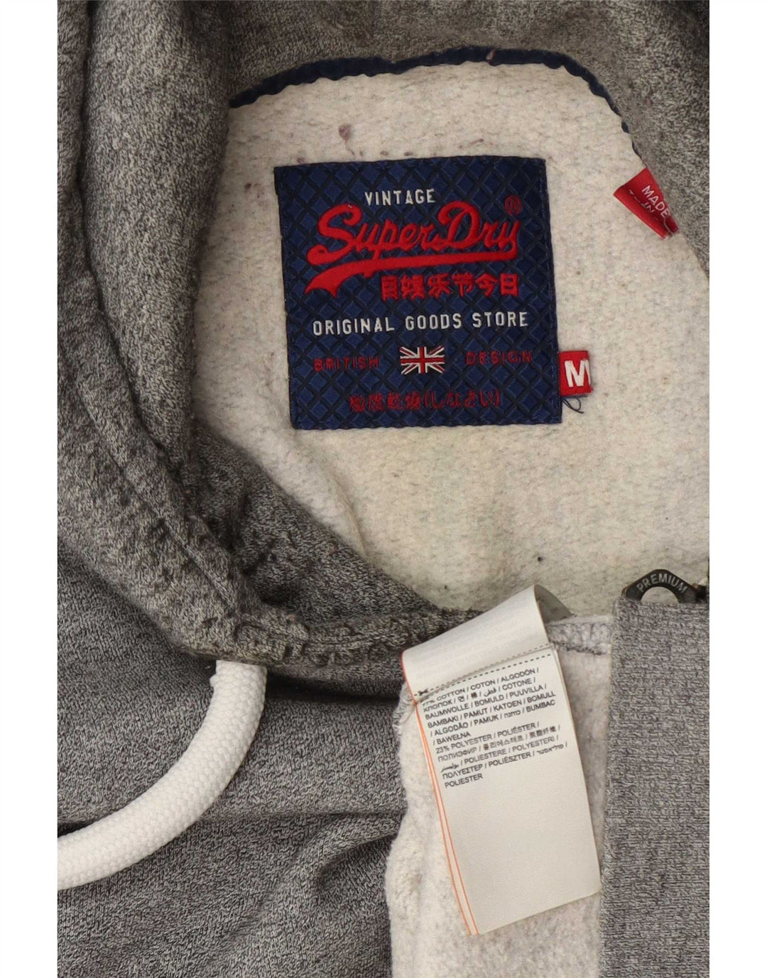 Superdry muški pulover s kapuljačom s patentnim zatvaračem, srednje sivi pamuk