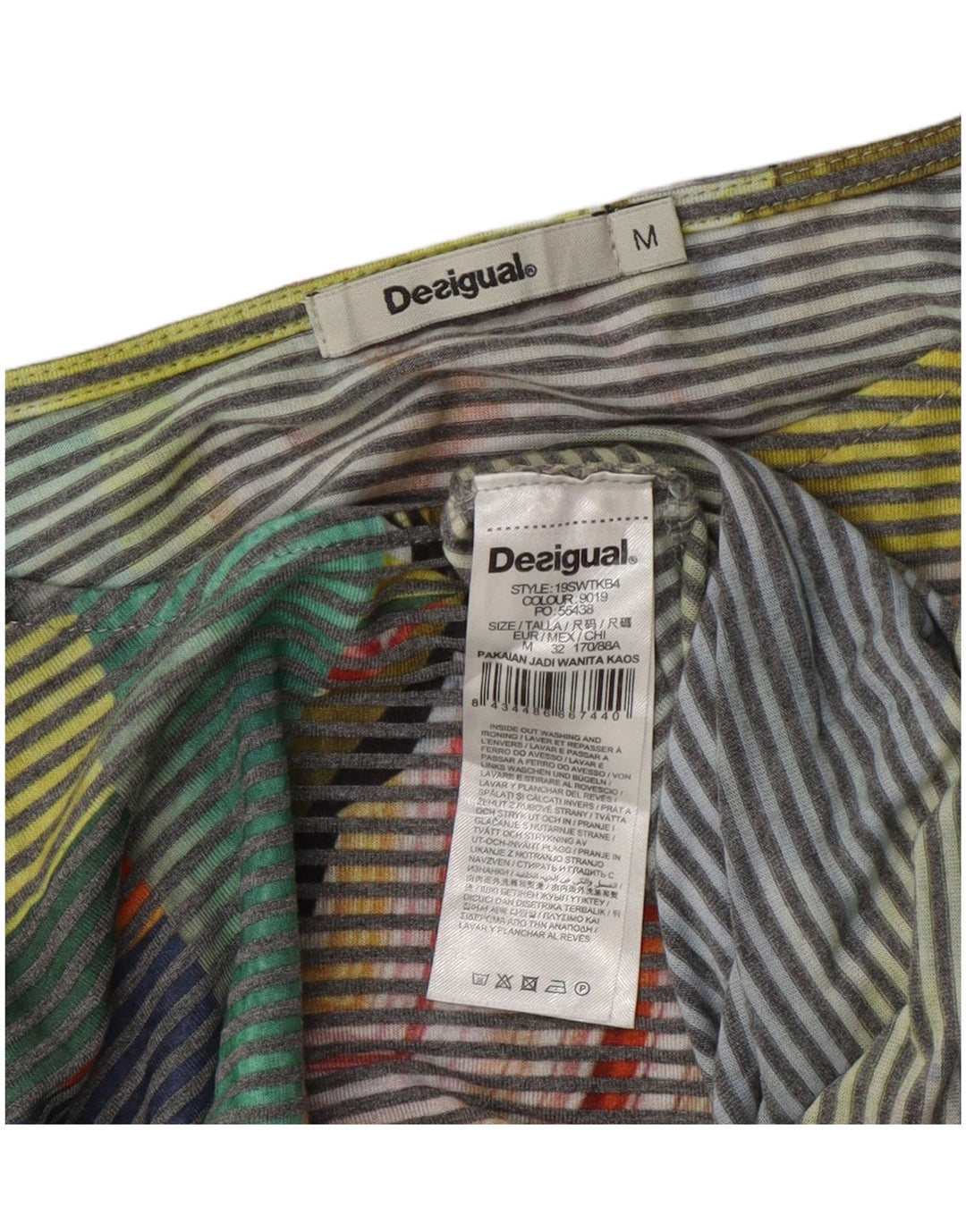 Desigual ženski gornji dio kratke bluze UK 14 srednje raznobojne pruge