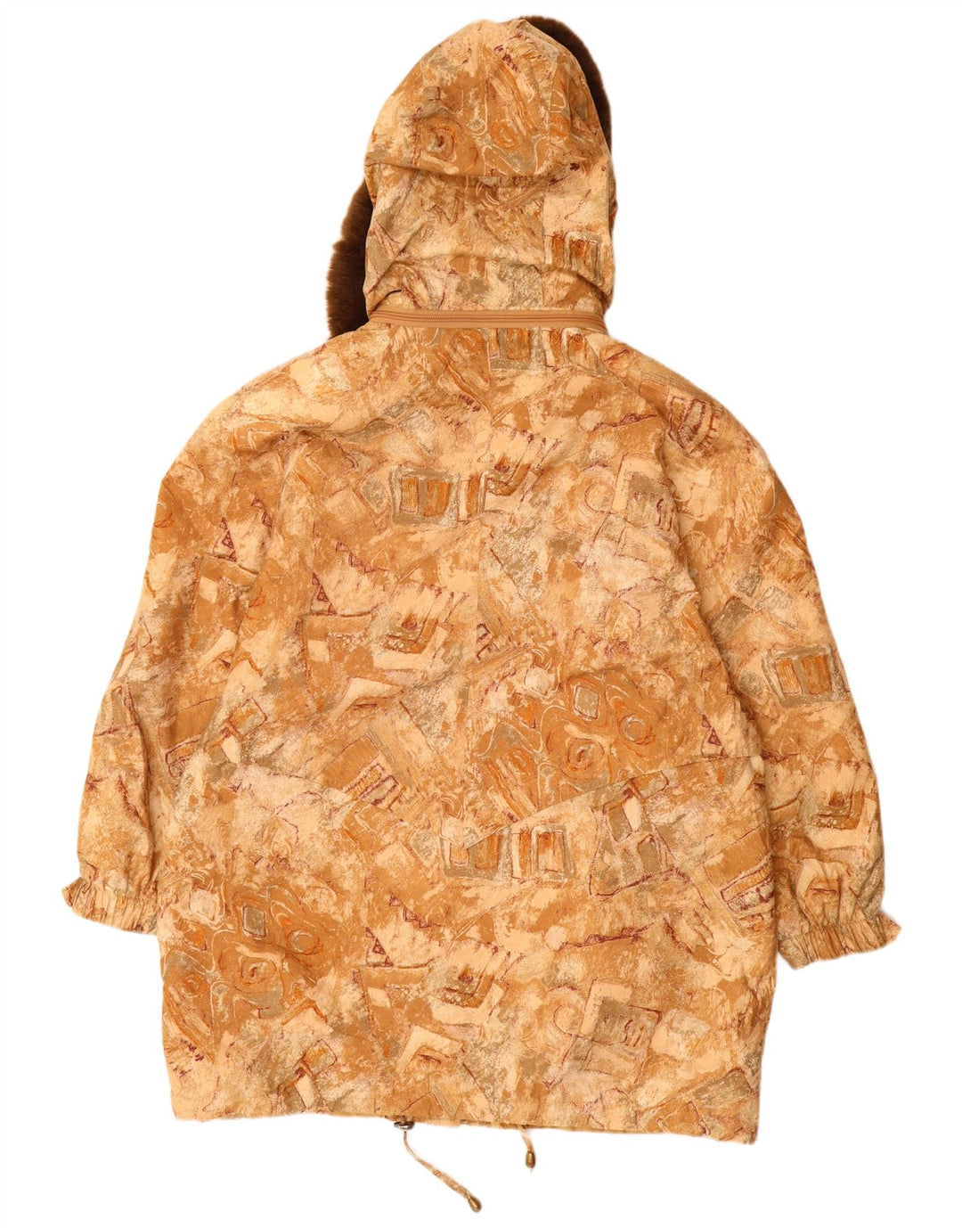 VINTAGE ženski kaput vjetrovke s kapuljačom, veličina 22 3XL, bež geometrijski