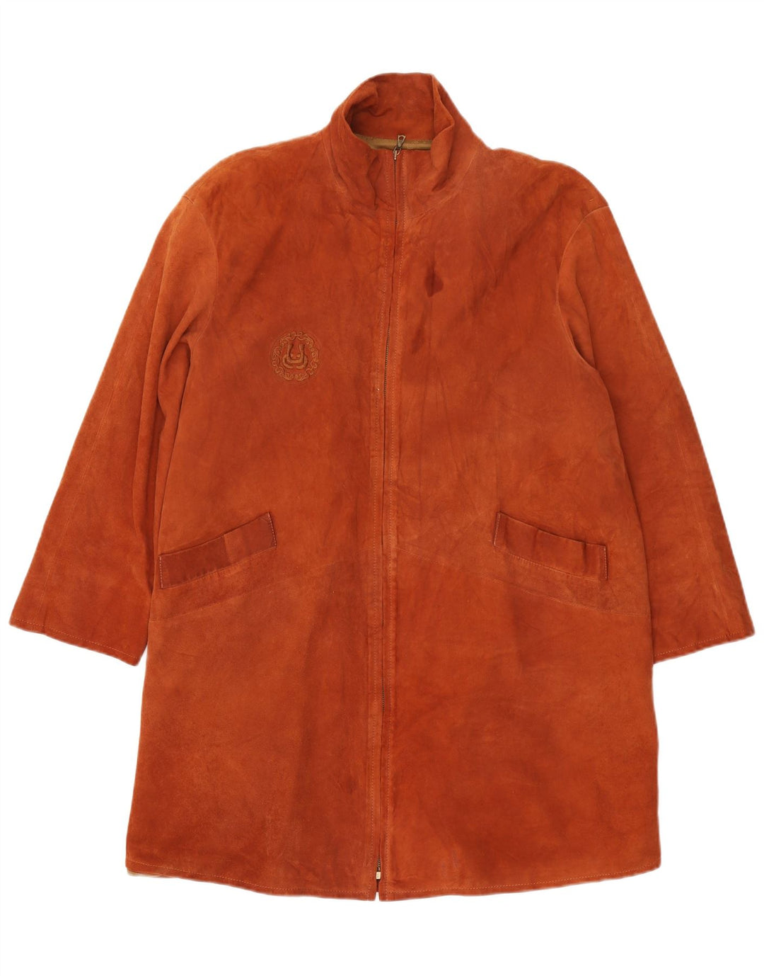 Vintage ženski preveliki kaput od brušene kože IT 42 srednje smeđe kože