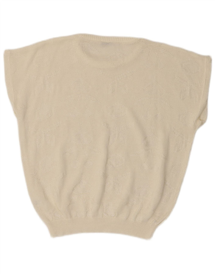 VINTAGE ženski džemper s okruglim izrezom UK 14 srednje bijele boje