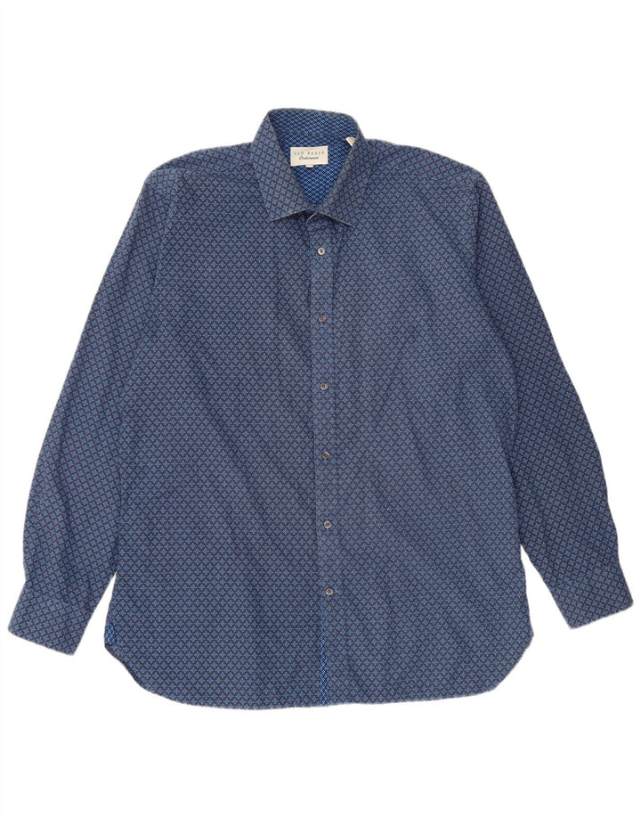 Ted Baker muška košulja veličine 16 1/2 veliki plavi geometrijski pamuk