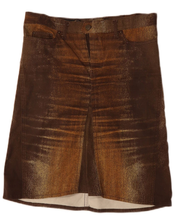 JUST CAVALLI Womens Denim Skirt IT 42 Medium W32 Brown Cotton