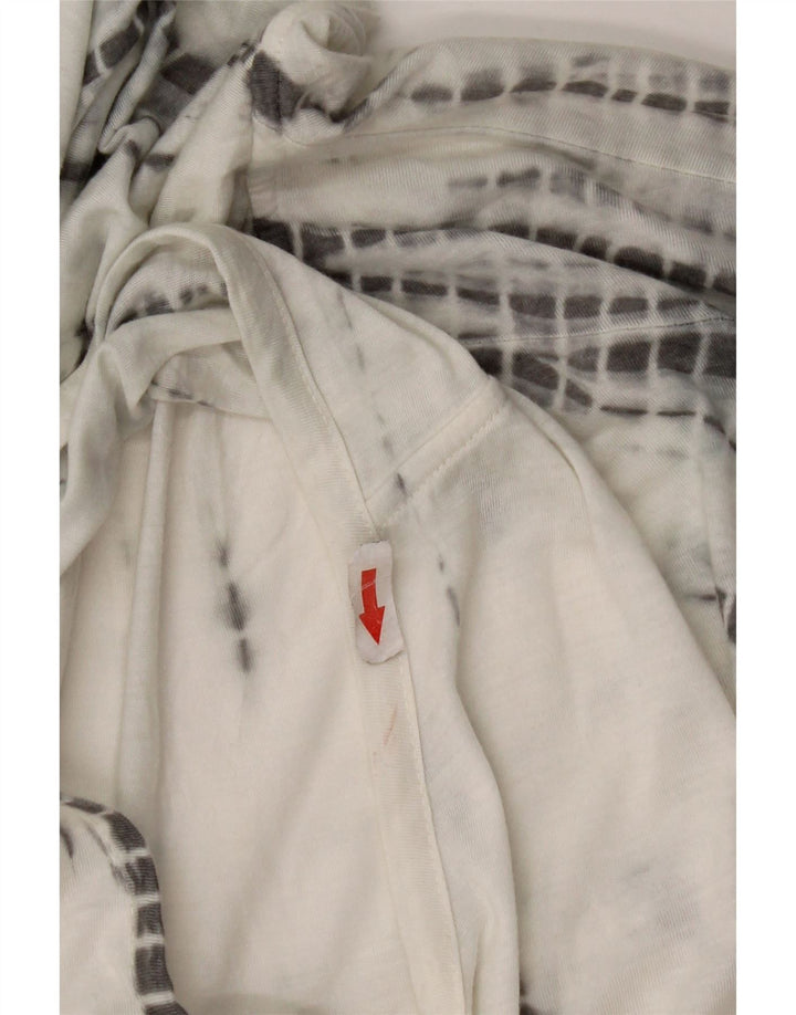 Vintage ženska majica s kapuljačom 3/4 rukava UK 14 Medium White Tie Dye poliester