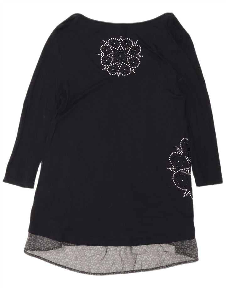 DESIGUAL ženska haljina A-kroja s 3/4 rukavima UK 12 srednje crna viskoza