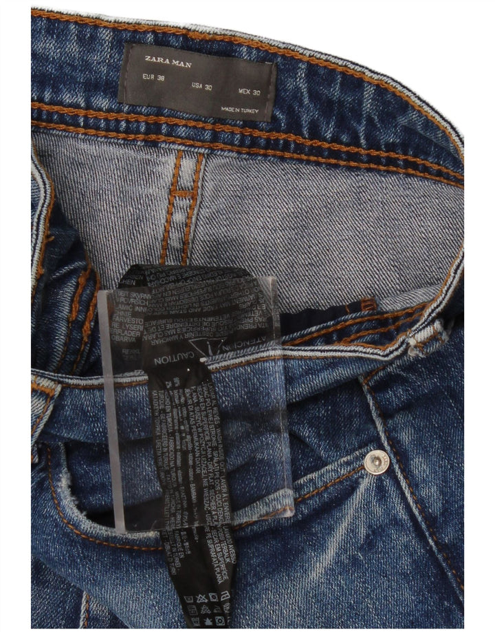 ZARA muške otkinute skraćene traperice EU 38 male W30 L26 plavi pamuk