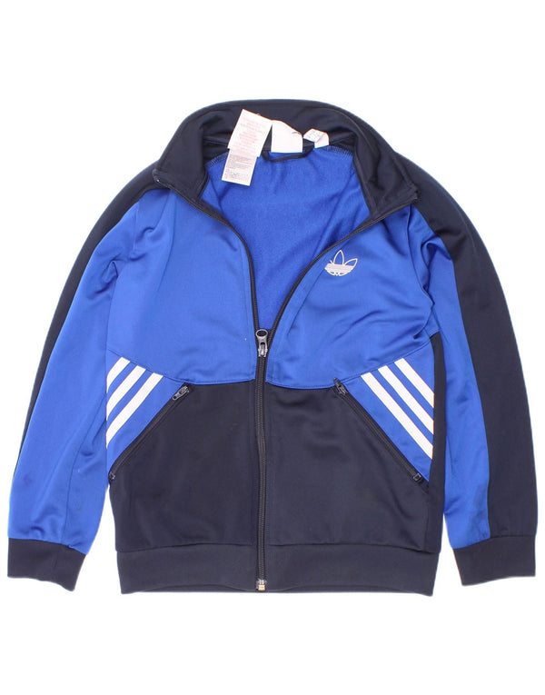 Adidas Boys Primegreen Tracksuit Top Jacket 7-8 Years Blue Colourblock