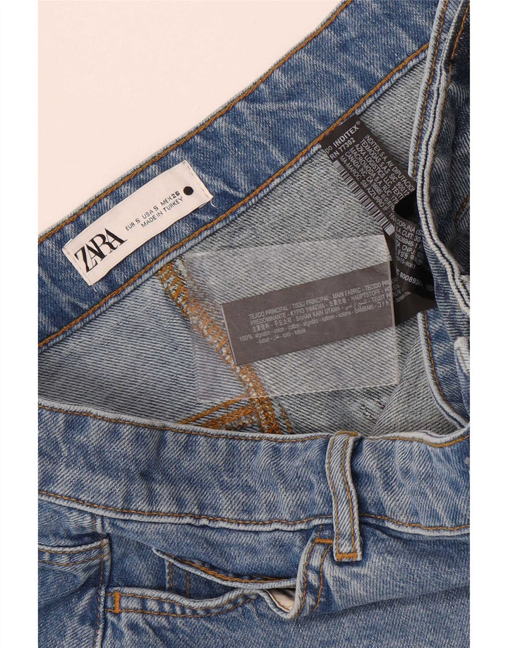 Zara ženska asimetrična traper suknja mala W26 plavi patchwork pamuk