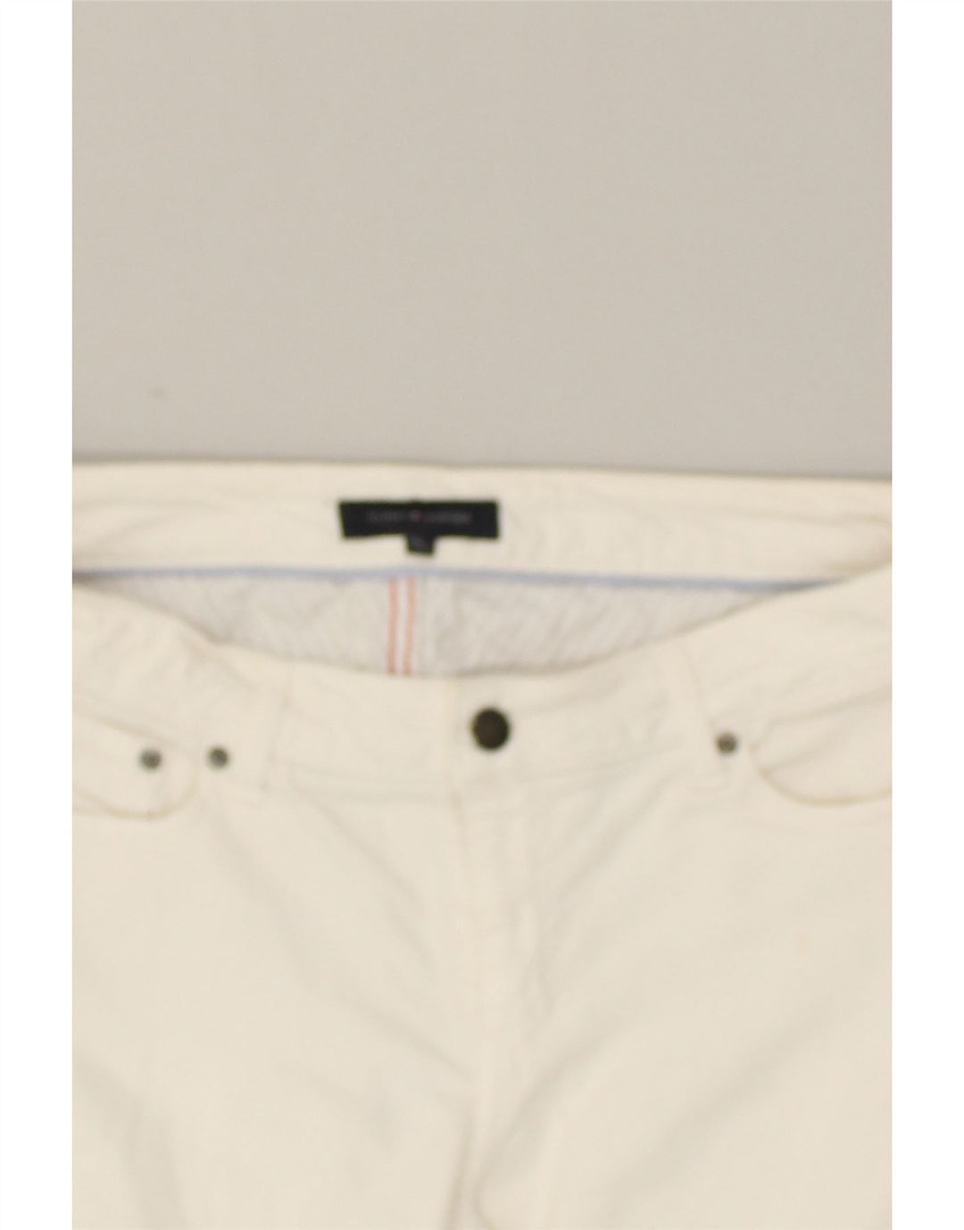 TOMMY HILFIGER Womens Bootcut Casual Trousers W32 L30 White Cotton | Vintage Tommy Hilfiger | Thrift | Second-Hand Tommy Hilfiger | Used Clothing | Messina Hembry 