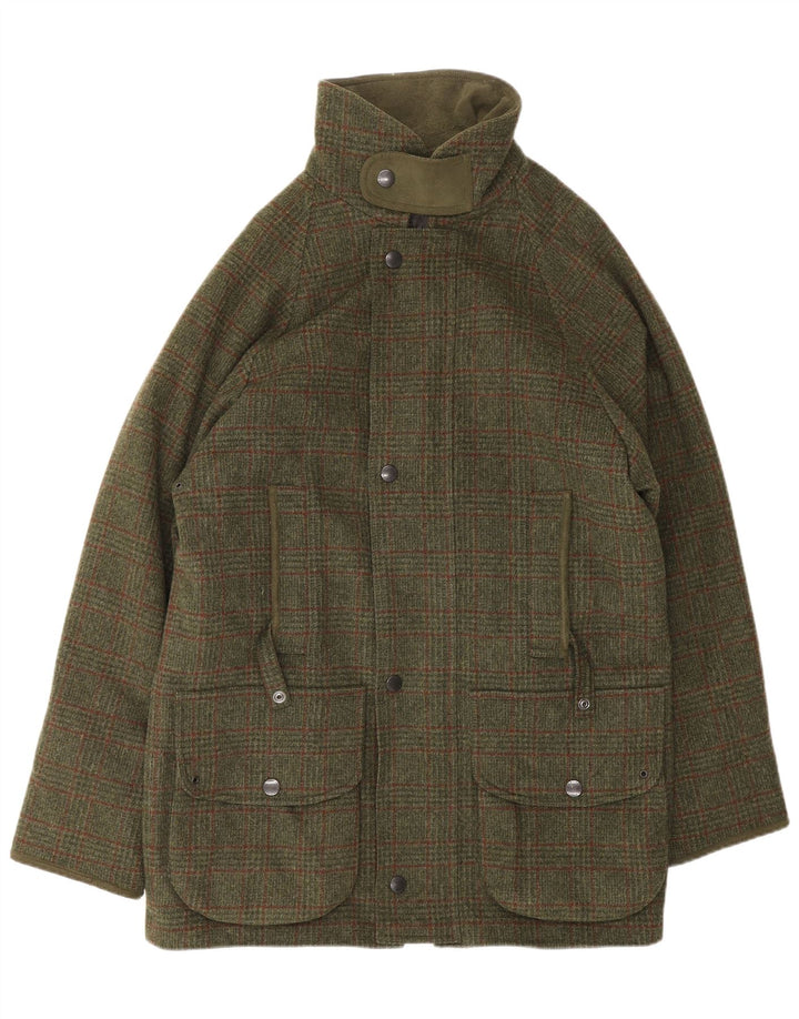 Barbour Mens Utility Jacket UK 38 Srednja kaki karirana vuna