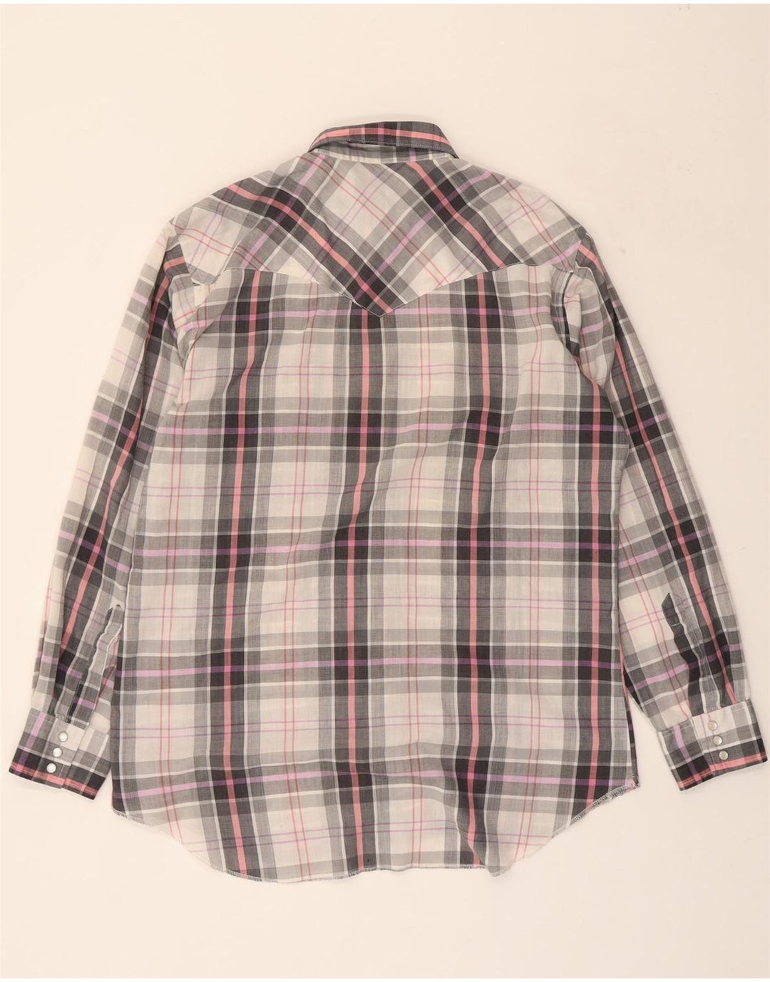 WRANGLER Mens Regular Fit Shirt Size 16- 34 Large Grey Check Cowboy Vintage Wrangler and Second-Hand Wrangler from Messina Hembry 