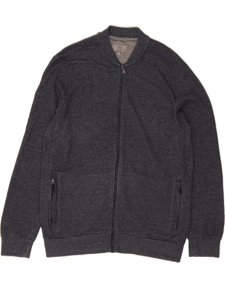 MARKS & SPENCER Mens Regular Fit Tracksuit Top Jacket Large Navy Blue Vintage Marks & Spencer and Second-Hand Marks & Spencer from Messina Hembry 