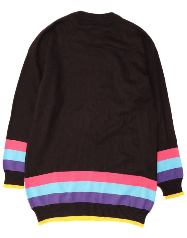 VINTAGE Ženska grafička džemper haljina UK 16 Veliki crni blok boja