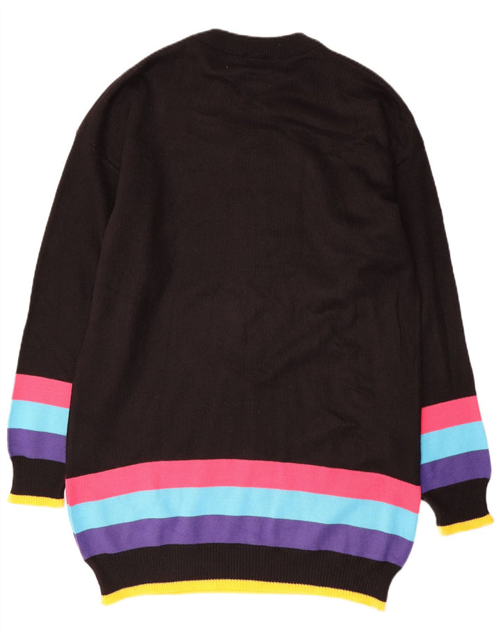 VINTAGE Ženska grafička džemper haljina UK 16 Veliki crni blok boja