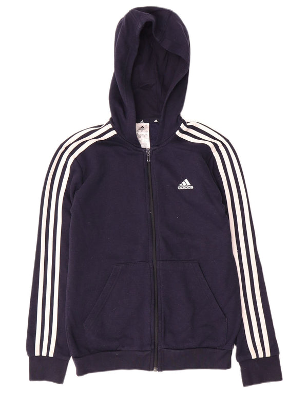 Adidas pulover s kapuljačom s patentnim zatvaračem 11-12 godina tamnoplavi pamuk