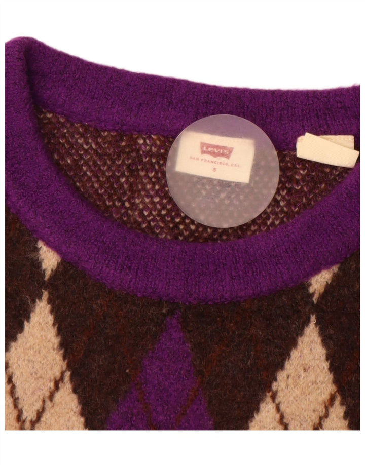 LEVI'S ženski kratki prsluk bez rukava UK 10 Small Purple Argyle/Diamond Acrylic