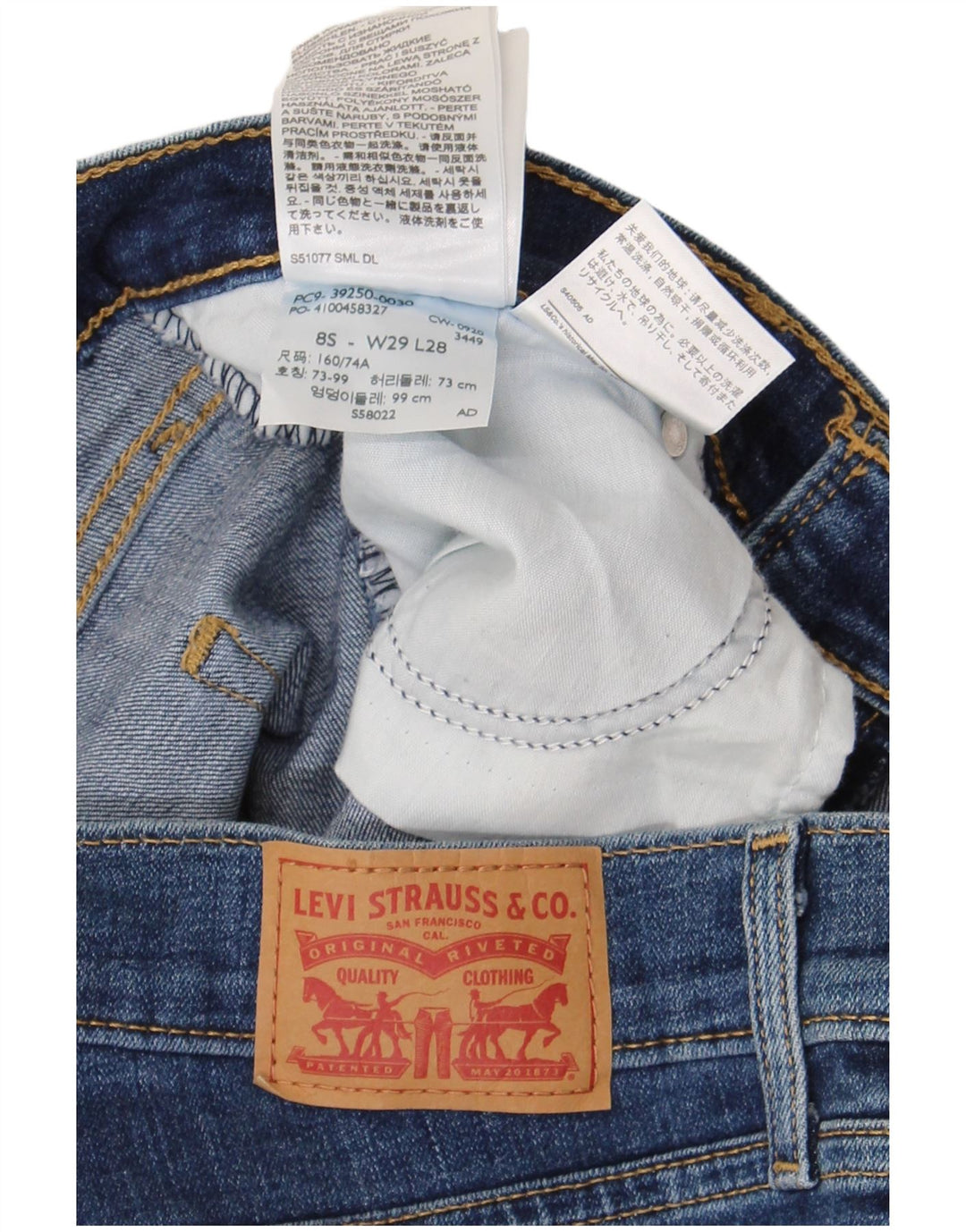 Levi's ženske klasične ravne traperice US 8 srednje W29 L28 plavi pamuk