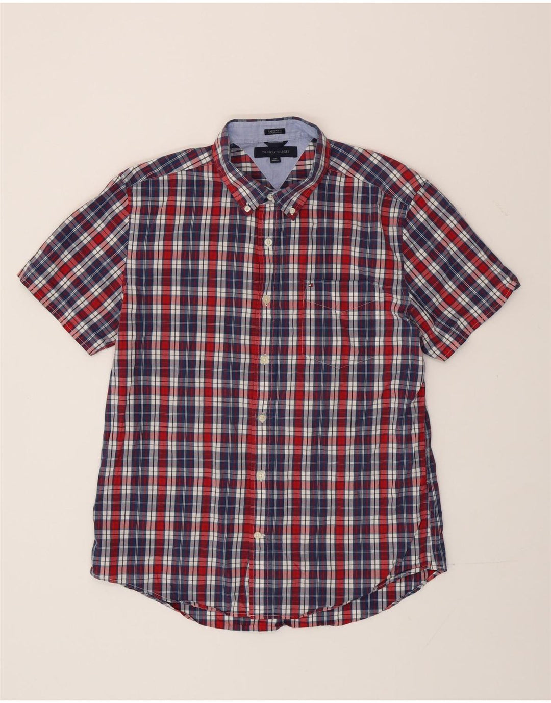 Tommy Hilfiger muška košulja kratkih rukava prilagođenog kroja, veliki tamnoplavi karirani komad