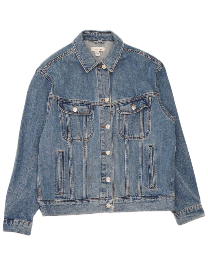 Topshop ženska prevelika traper jakna UK 10 Small Blue Cotton