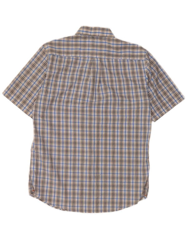 DOCKERS Mens Short Sleeve Shirt Small Blue Check Cotton