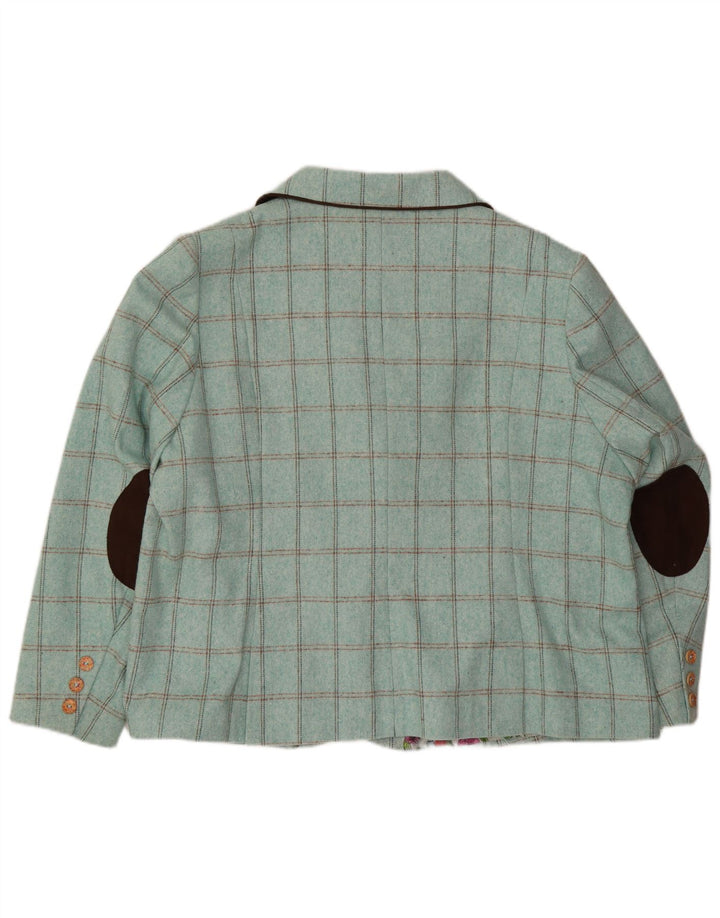 Ženska jakna s 3 gumba Joe Browns UK 30 7XL Tirkizna karirana