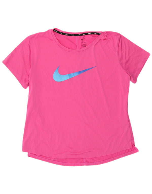 Nike Ženska majica kratkih rukava Dri Fit Graphic Top UK 16 Large Pink Poliester